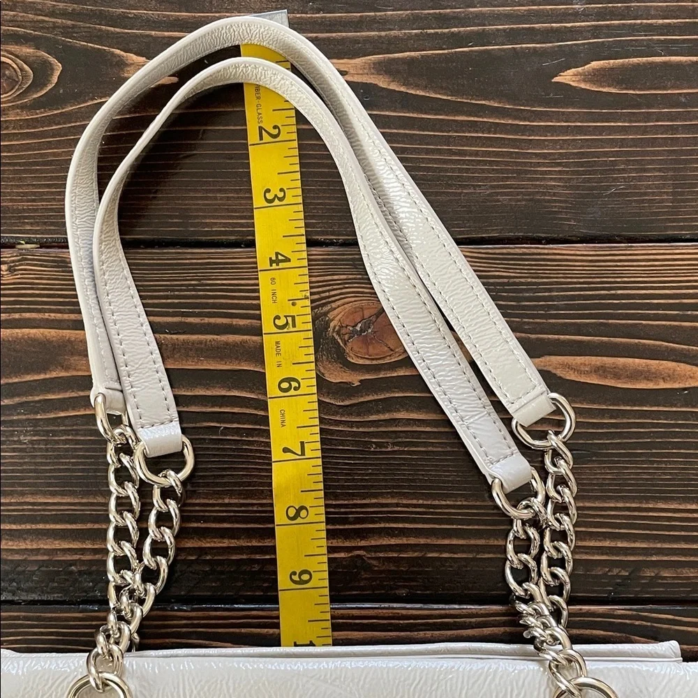 Kate Spade Taupe Square Zipper Darcy Shoulder Bag with Silver Accents